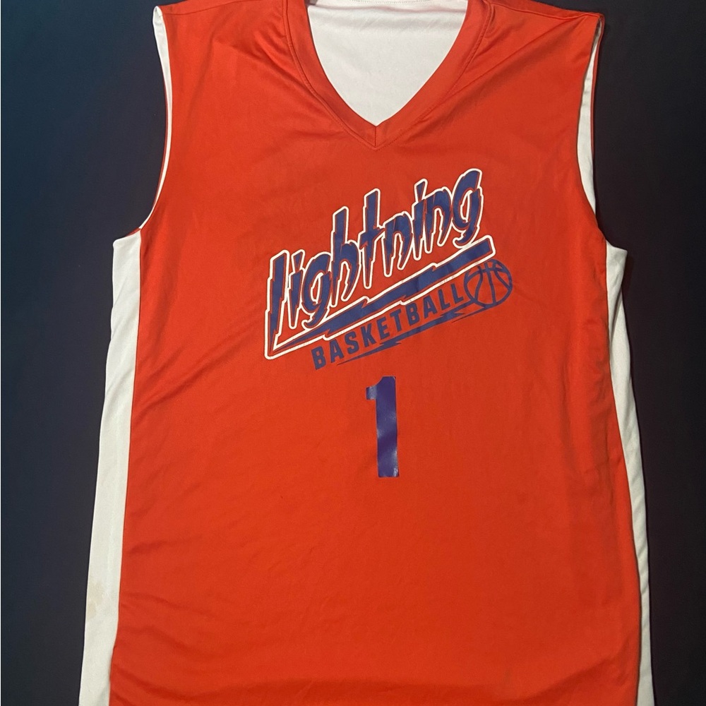 Kids Lightning Basketball Jersey - Red